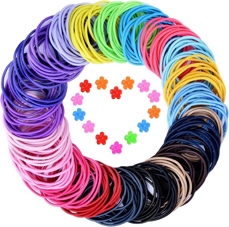 whpawh 200pcs Hair Ties Elastic Ponytail Holders for Women Girls + 15 Mini