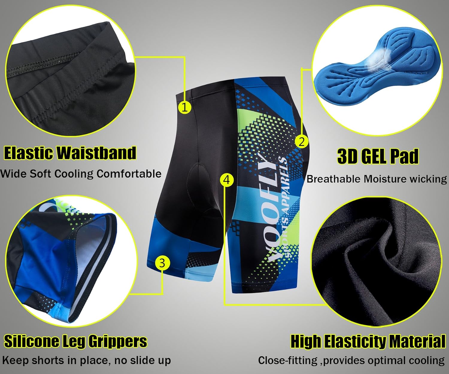 voofly Men's Cycling Jersey Set Men Short Sleeve Compression Bike Shorts Gel Padded Biking Clothing : Clothing