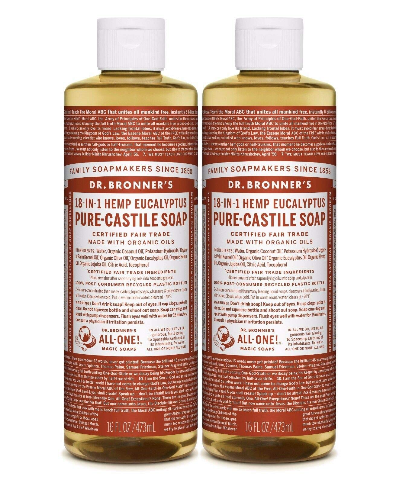 (2 Pack) - Dr Bronner - Eucalyptus Castile Liquid Soap | 472ml | 2 PACK BUNDLE