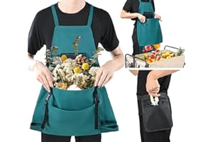 zimois Gardening Apron with Harvesting Pouch for Women/Men, Adjustable Cross Back，with Zippered Phone Pocket - Great Gift