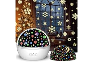VANSHINIEER Christmas Projector Night Light Indoor, Snowflake NightLight for Room Decor, Kids Star Projector Night Light with Starry&Snowfall Theme,Xmas Birthday Gift Toy for Baby Toddler