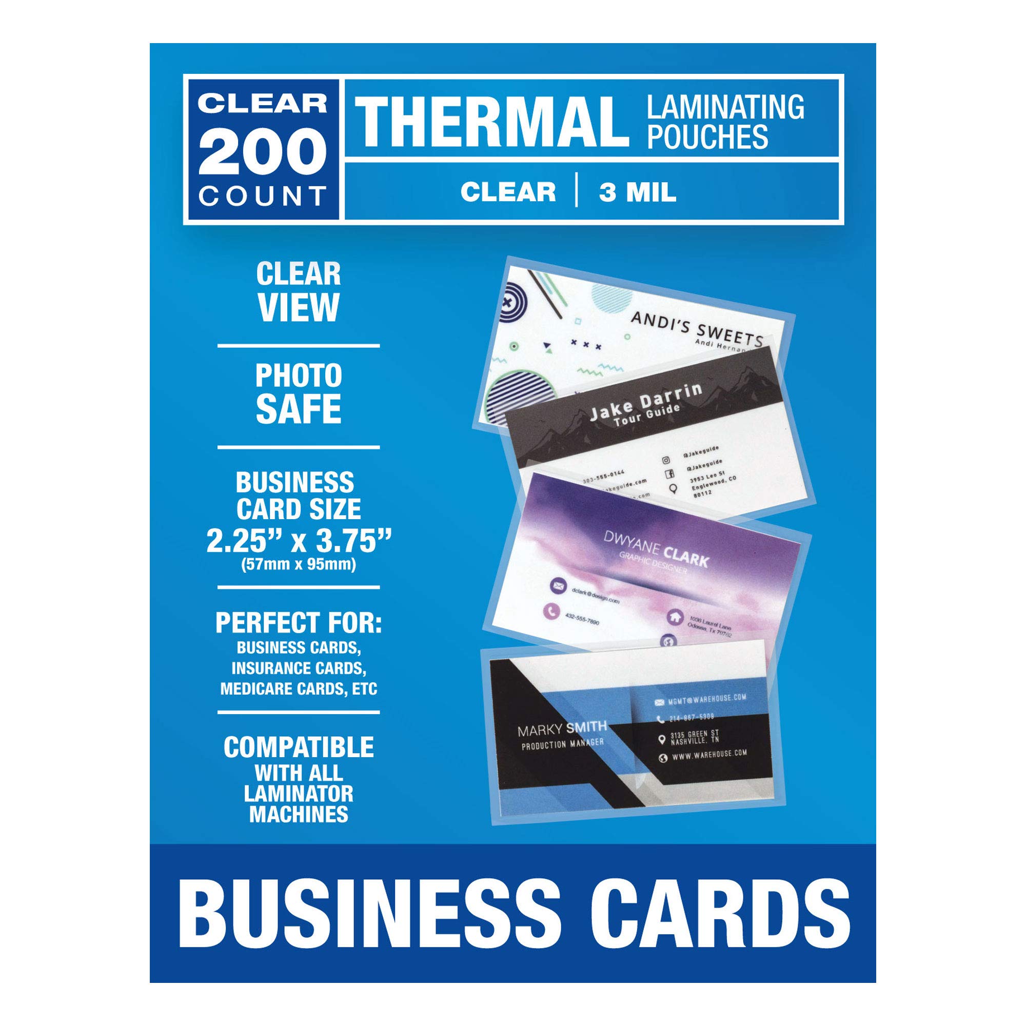 Samsill 200 Pack 3mil Thermal Laminating Pouches - Business Card Size
