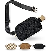 Boutique Fleece Belt Bag | Sherpa Crossbody Bag Fanny Pack for Women Fashionable | Everywhere Waist Pack | Small Fashion Travel Chest Bag (Small Strap Length, Black Fleece)