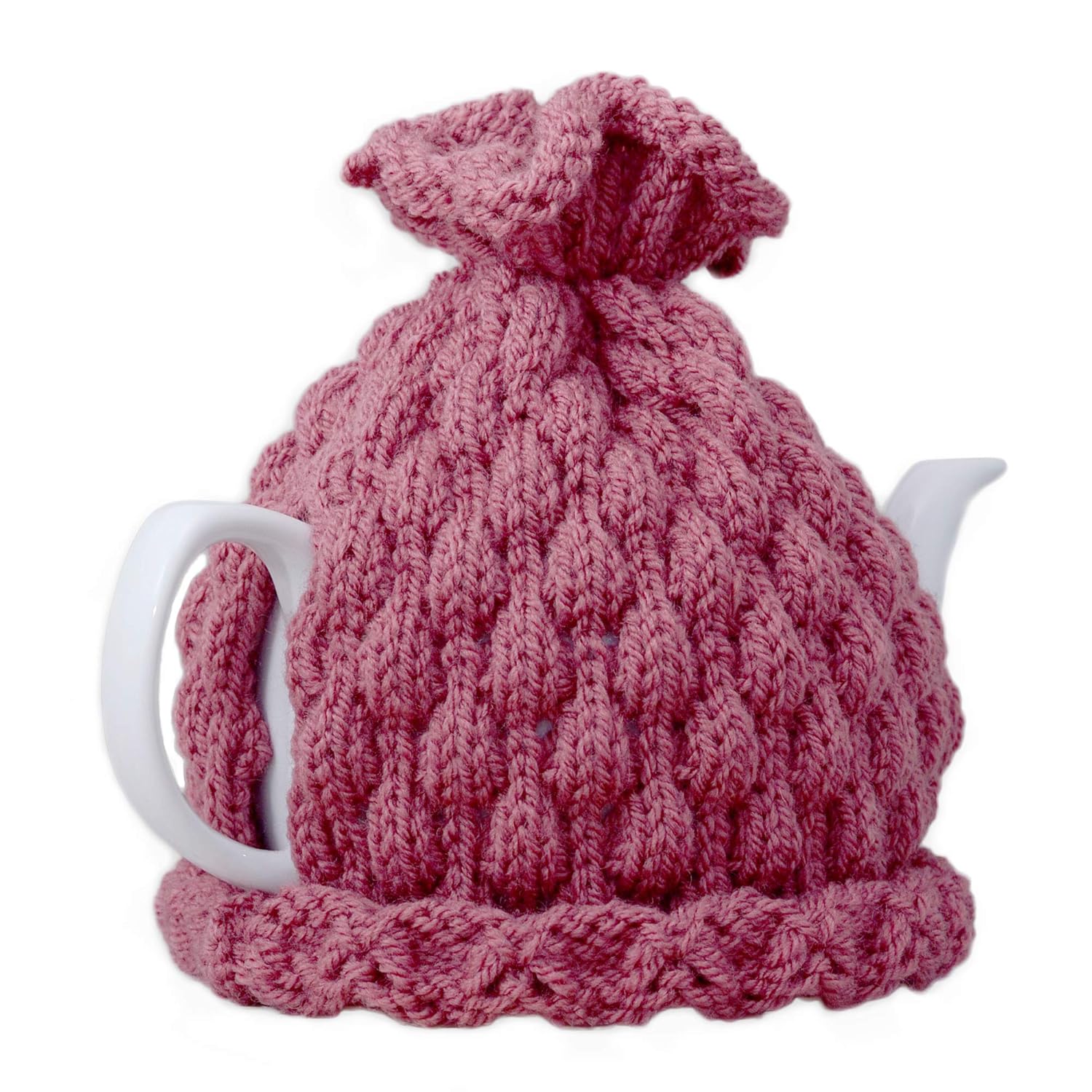 Dusty Rose Teapot Cozy Tea Pot Cosy Cover Knitted Warmer
