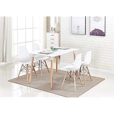 BOJU White Wood Dining Table Set with Retro Eiffel Oman Ubuy