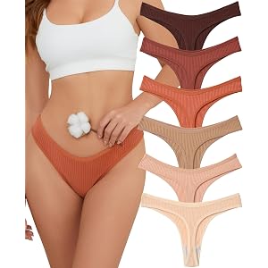 Siyaluens Cotton Thongs for Women, No Show Ribbed Cotton Womens Underwear | Sexy V-waisted Ladies Panties