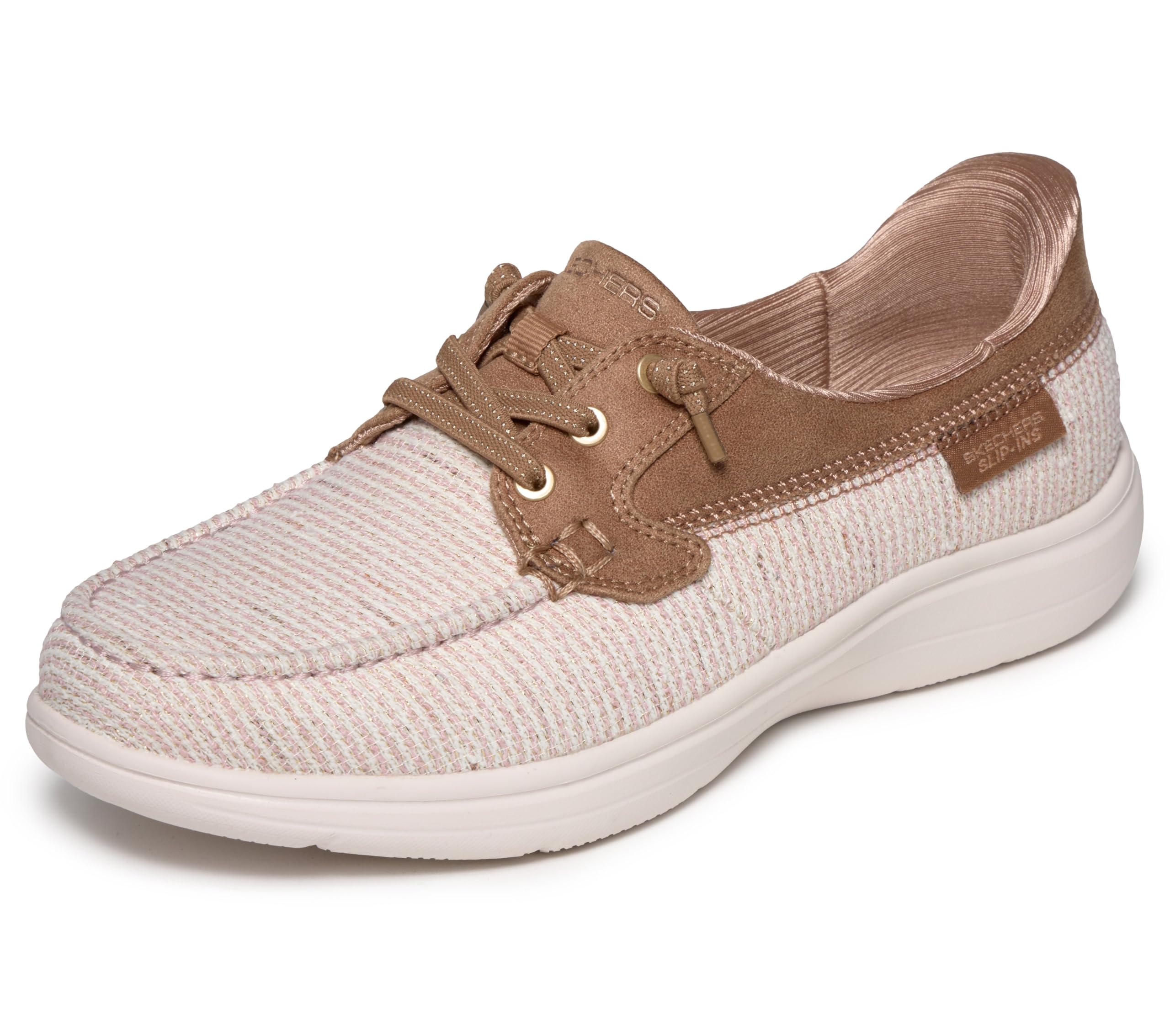 Skechers Women’s Hands Free Slip-ins On-The-Go Flex Radiant Glittery Boat Shoe, Blush, 6.5