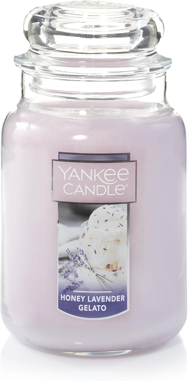 Yankee Candle Honey Lavender Gelato, Purple, L Jar Candle Amazon.co.uk Kitchen & Home
