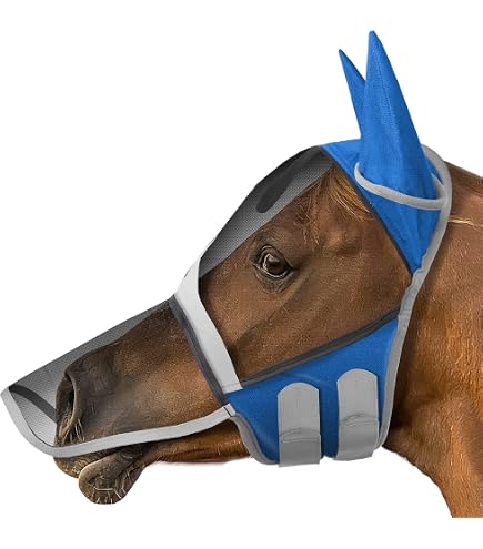 Downtown Pet Supply Horse Fly Mask No Ears Nose, XL, Horse Supplies