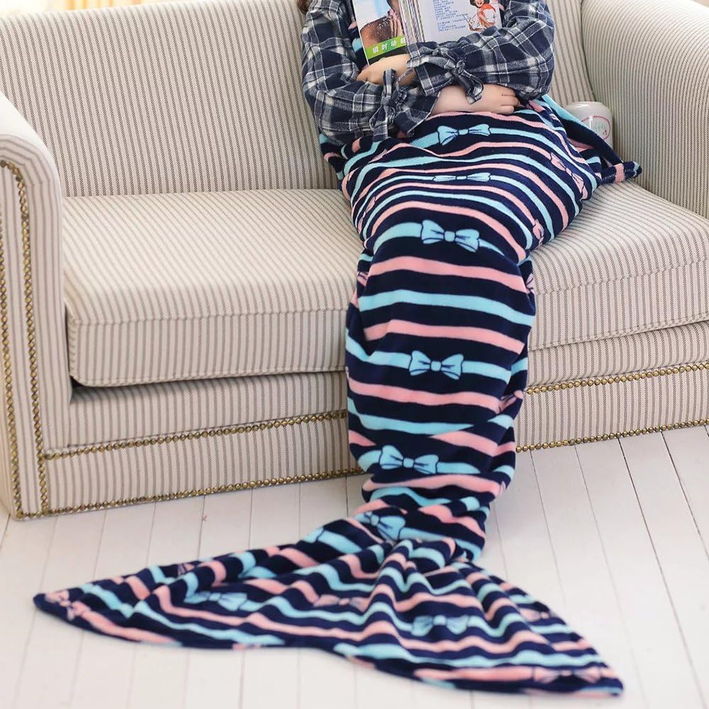 KAGU CULTURE Mermaid Tail Fleece Blanket, Groove Pattern, Soft Adult Ladies 1.8M