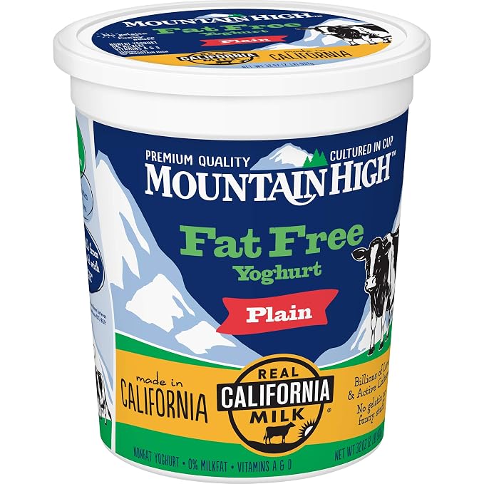Mountain high fat free plain non fat yoghurt 32oz (075270001668)
