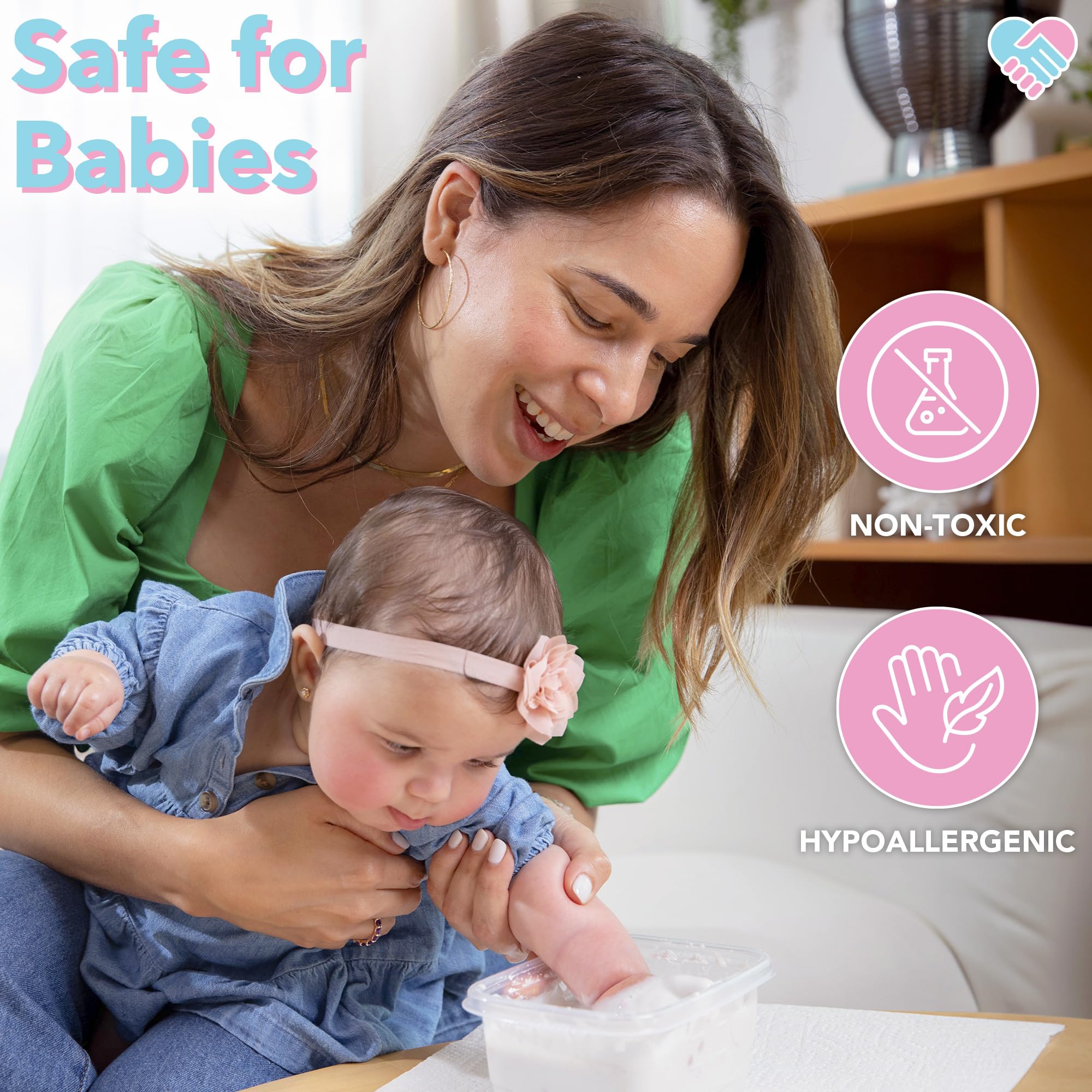 Luna Bean Baby Footprint & Hand Casting Kit (4 Pack) Newborn Keepsake Foot Hand Mold Kit - Baby Shower New Mom Gifts