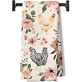 BUJSP Chicken Floral Kitchen Hand Towels for Bathroom,Chicken Gifts for Women Mom Lady,Farmhouse Dish Towels for Kitchen,16x24 Inch