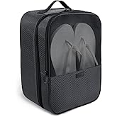 Aosbos 2 Layers Shoe Bags for Travel with Trolley Sleeve Portable Shoe Storage Pouch Shoe Packing Cubes with Structure, Honeycomb Grey