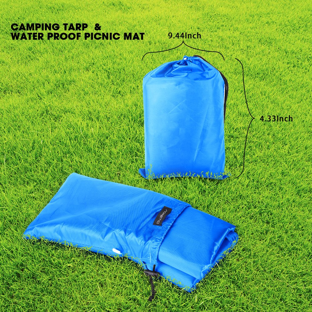 Camping Tarp Picnic Blanket AOPETIO-Rain Shed Sunshade Waterproof Multi-purpose Tent Accessories with Drawstring Carrying Bag