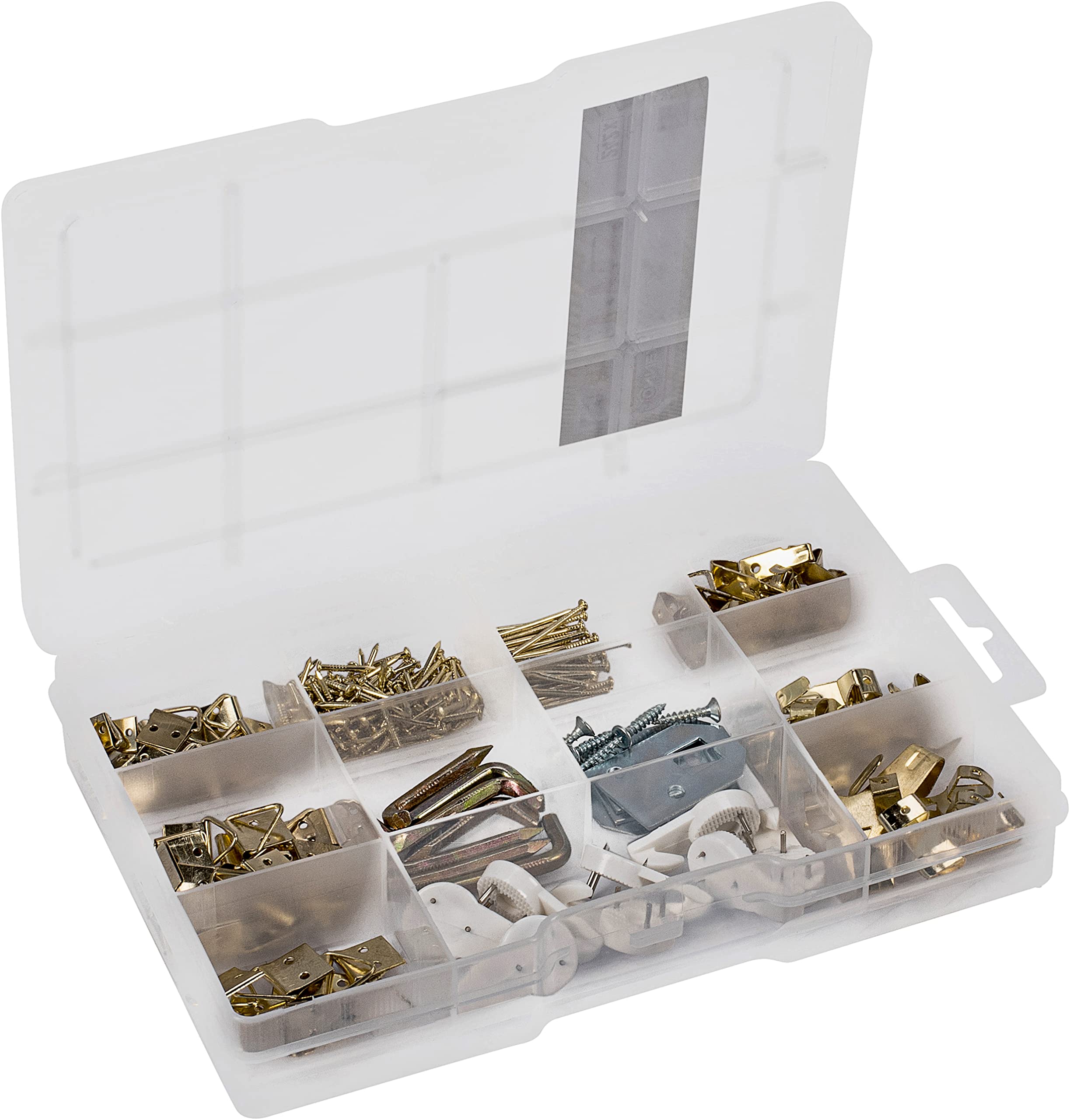 Connex DP8500114 Picture Hooks Assortment 242 Pieces – Picture Hangers & Hooks in Set – Pre-Sorted in Practical Plastic Box – Universal Use / Hanger for Picture Frames / Assortment Box — image 1