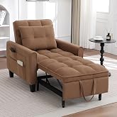 choairy Convertible Sleeper Chair, 3 in 1 Sleeper Chair Bed Pull Out Sofa Bed Chairs, Single Sofa Beds with Adjustable Backrest for Reading Living Room, Bedroom, Brown