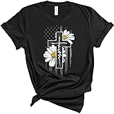 Love in Faith | Faith Flag Daisy | Christian T-Shirts for Women | Faith-Based Apparel | Christian Gifts