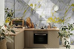 20-Pack Peel and Stick Gilded White Marble Tiles