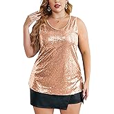 IN'VOLAND Women's Sequin Tops Plus Size Glitter Tank Top Sleeveless Sparkle Shimmer Shirt Tops