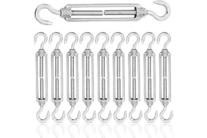 ABuff 10pcs Turnbuckles M6 Turnbuckle Hook and Hook, Anti-Rust Turn Buckles, Stainless Steel Turnbuckle, Heavy Duty Hook to Hook Turnbuckle, 304 Hardware Turn Buckles for Sun Shade Sail, Silver