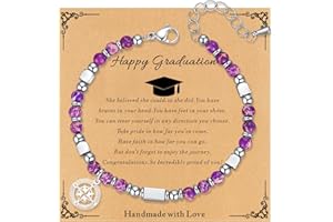 TOLOWOBK 2025 Graduation Gifts for Her/Girls/Women Graduation Bracelet Tiny Gemstone Compass Bracelet as 5th Grade 8th Grade High School College Master Degree Class of 2025 Graduation Gifts