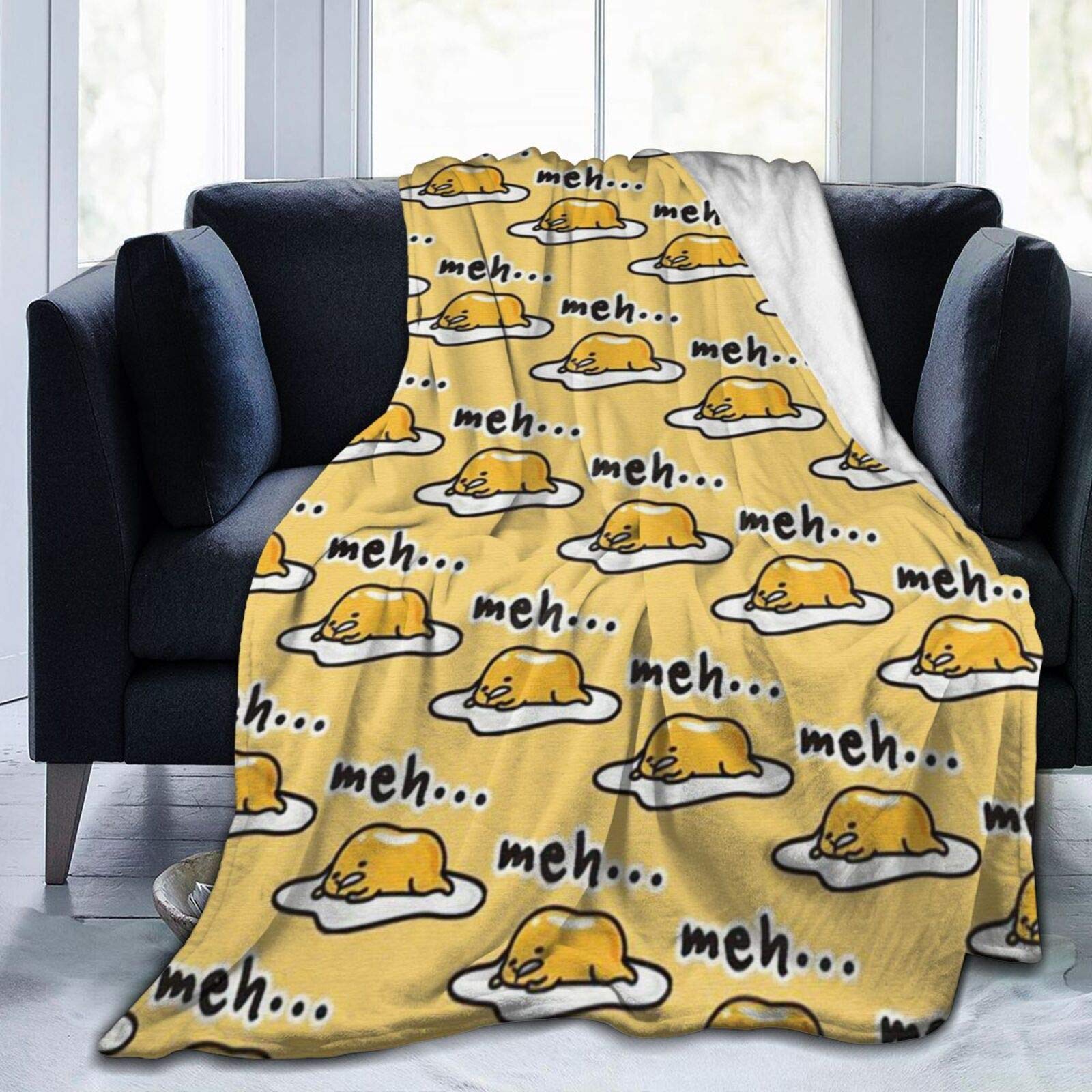 TOBEEY Throw Blanket Lightweight Bed Blankets Flannel Fleece All Season Stylish Bedroom Blankets, Gudetama Cute, 40x50 Inches