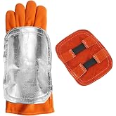 QWORK Hand Heat Shield Welding Gloves, Heat Split Leather Welding Hand Pad for Industrial Boiler Cutting