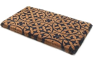 Fab Habitat Extra Thick Doormat - Handwoven, Durable - Natural Coir - Entryway, Front Door, Porch, Patio - Blue Tile Dark Blue (24" x 36" Thick)