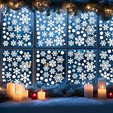 Afmivs Snowflake Window Clings for Glass Windows Snow Spray, 321PCS Christmas Window Clings Winter Xmas Holiday Window Stickers Decals Decor, 9 Sheets Christmas Decorations for Office Clearance Indoor