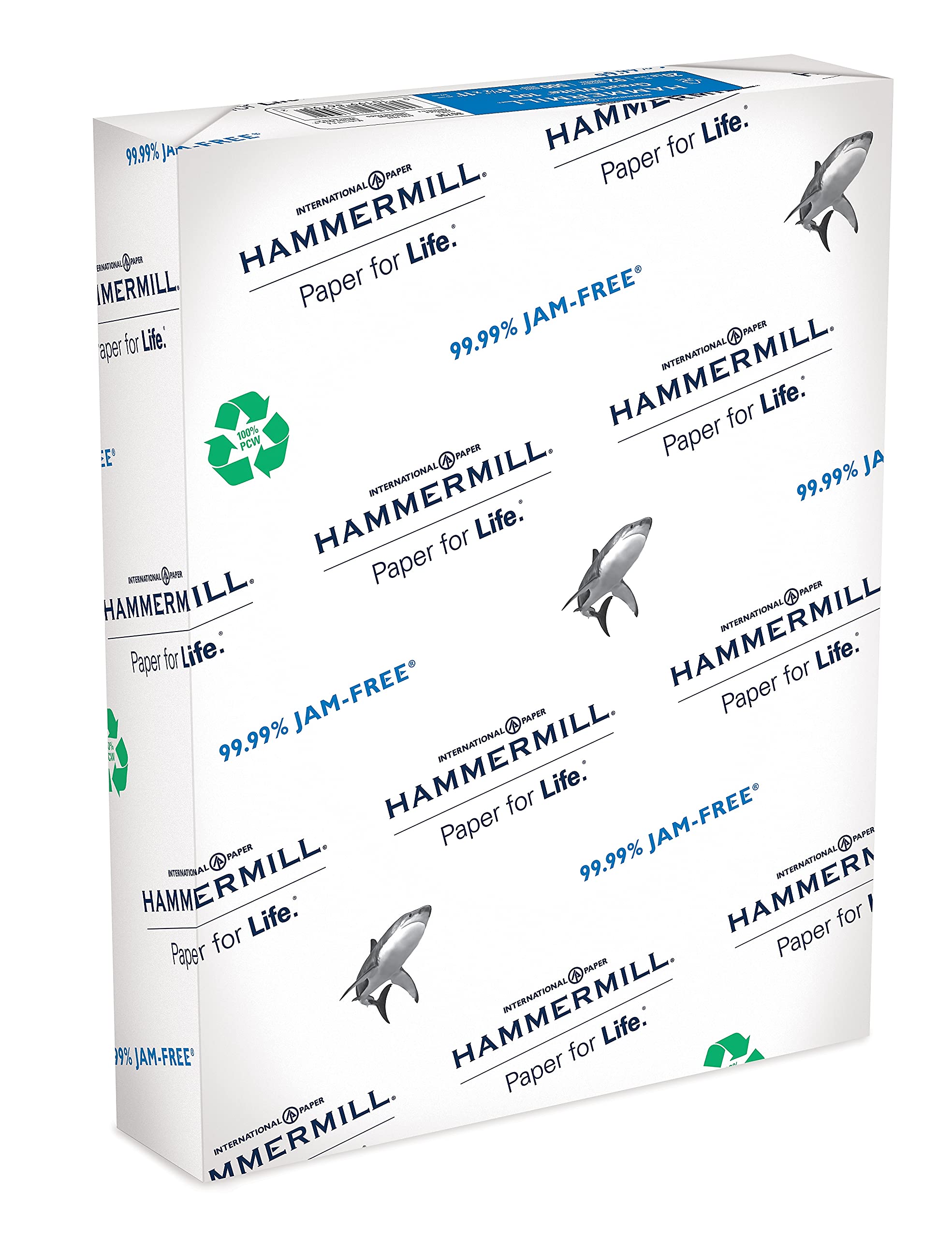 Photo 1 of Hammermill Printer Paper, Great White 100% Recycled Paper, 8.5 x 11 - 1 Ream (500 Sheets) - 92 Bright, Made in the USA, 086790R