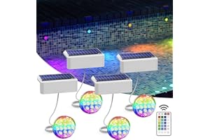 SKAIRIPA Solar Pool Lights, Solar Powered Submersible LED Lights with Remote IP68 Waterproof Swimming Pool Lights 16 Colors Underwater Pool Lights for Above Ground Inground Pool, Pond (White,4 Pack)