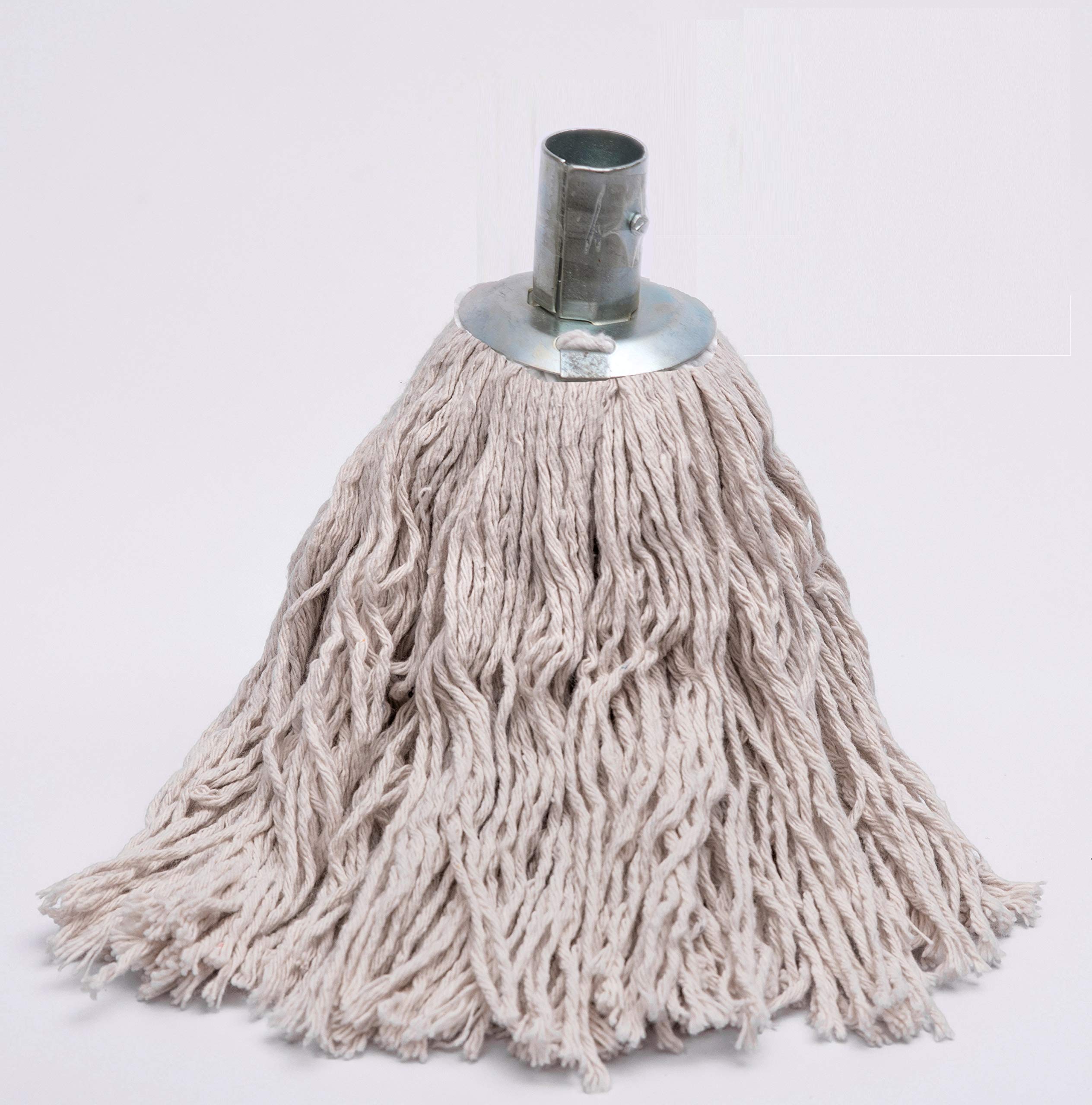 6pcs of Metal Steel Clip Galvanised Twine Cotton Mop Head Jumbo Large Mop Thick Absorbent Yarn Everyday Home /Work Commercial Mop Heads Heavy Duty Long Lasting (6pk Large 350g)