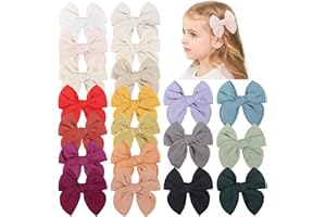 Choicbaby 20PCS Baby Hair Clips Bows for Girls 3.2 Inch Fable Hair Bows Fully Lined Cotton Linen Bows and Toddlers Bows Clips for Little Girls Toddlers Kids Baby Girls
