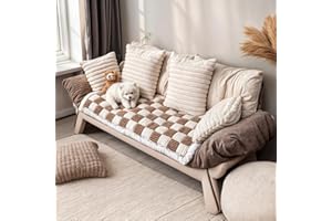 PulseFay Dog Couch Cover Protector, Couch Covers for Sofa, Velvet Soft, Non Slip, Washable (Brown, 27.6 * 70.9inch)