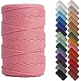NOANTA Dark Pink Macrame Cord 4mm x 109yards, Colored Macrame Rope, Cotton Cord Macrame Yarn, Colorful Cotton Craft Cord for Wall Hanging, Plant Hangers, Crafts, Knitting