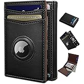 miyozi Airtag Wallet for Men,with Cash Pocket 2 ID Window 14-16 Cards Magnetic Closure Slim Trifold Leather Wallet 4.0"x3.1", RFID Blocking Front Pocket Wallet with Gift Box