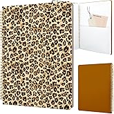 Stanoha Cute Spiral Notebook journal A4 Aesthetic Pretty Design for Women Girls Kawaii with Pocket, 8.5 x 11 inch, Lined, Leopard