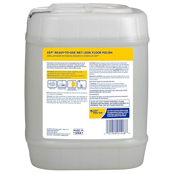 Zep Zuwlff5g Wet Look Floor Finish 5 Gals Floor Cleaner