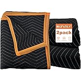 Large moving blankets, 80*72 inches, suitable for furniture moving protection and shipping packaging, quilted furniture pads, extra thick blankets for moving, heavy blanket (black) 2-pack.