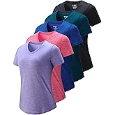 5 Pack: Women's Dry Fit Short Sleeve T Shirts, Athletic Workout Tee Tops for Gym Yoga Running