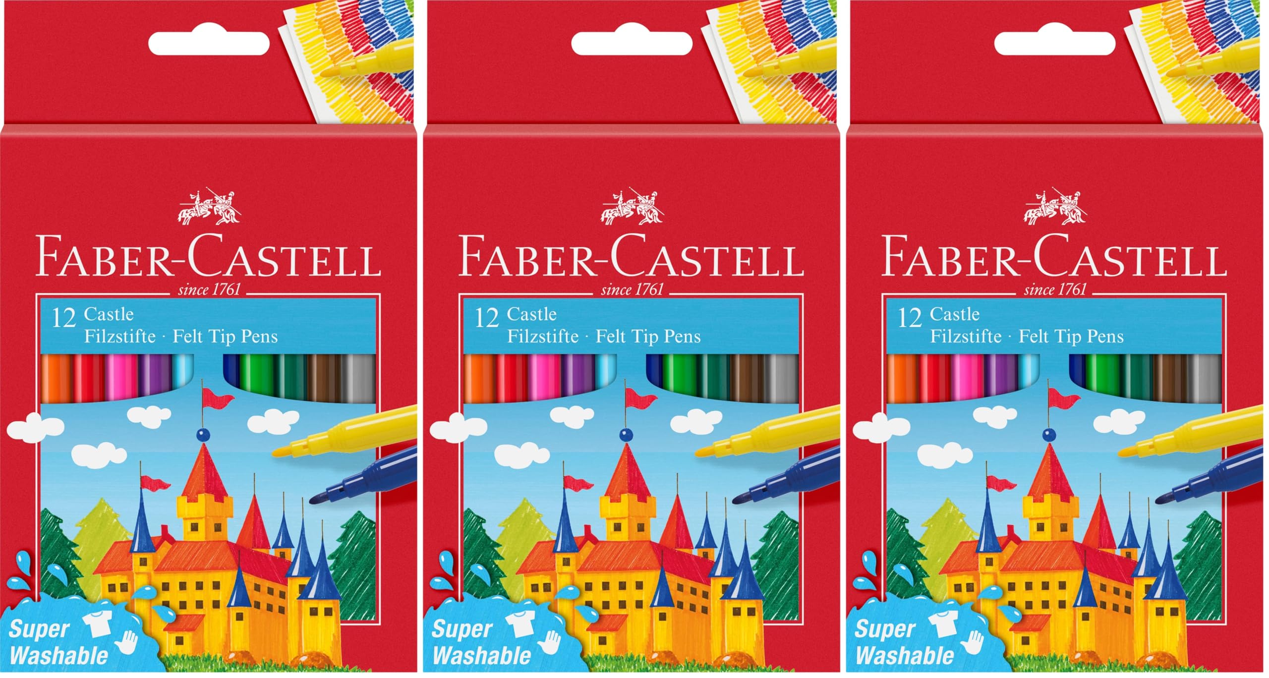 Faber-Castell 554201 - Filzstift Castle, 12er Kartonetui (Packung mit 3)