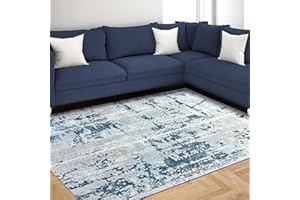 INGEROOM Abstract Blue Area Rug, Machine Washable, Non-Slip Backing, 5x7 Feet, Modern Rug for Living Rooms, Bedrooms and Dining Rooms