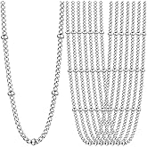 24PCS Curb Satellite Necklace for Jewelry Making 2MM Stainless Steel Curb Link Chains Bulk for DIY Necklace