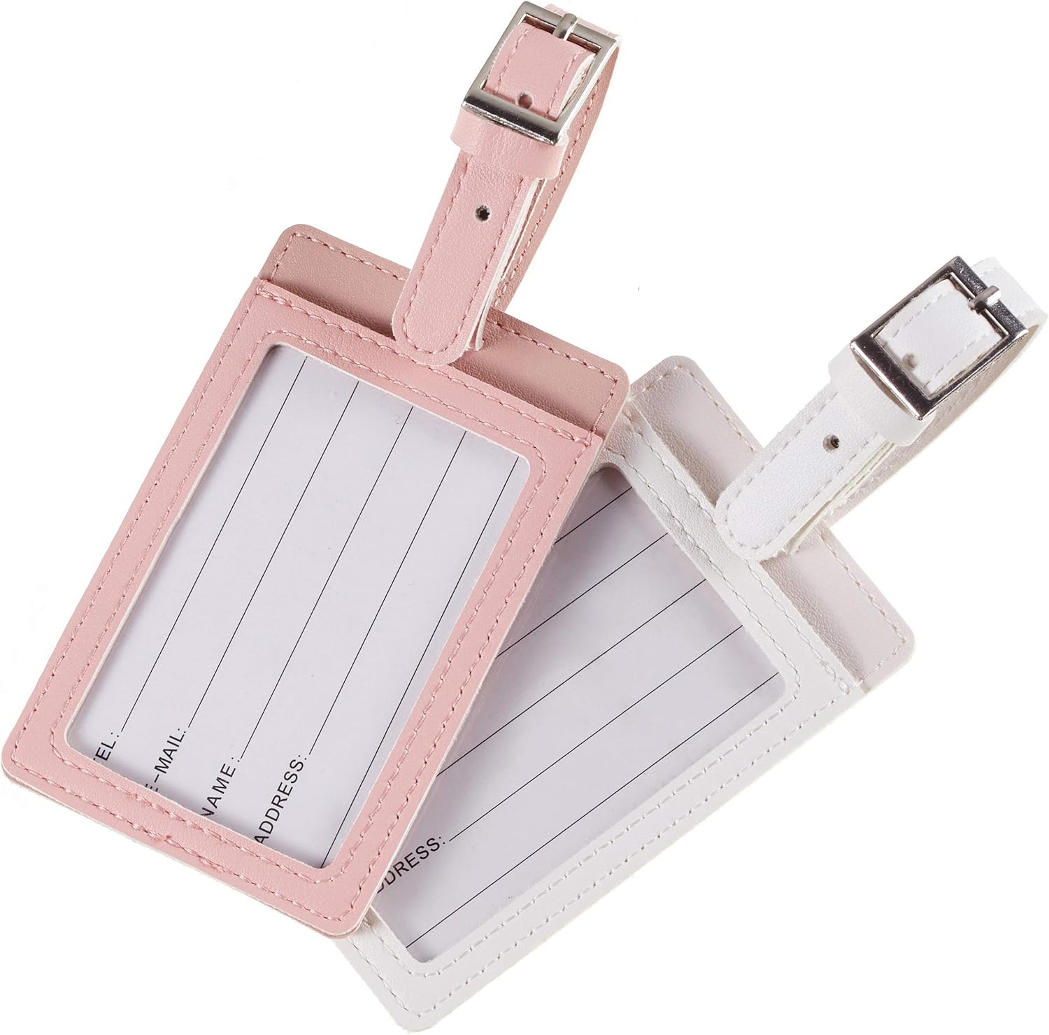  | Mr & Mrs Luggage Tags Couple Honeymoon Tags Set by Toughergun Vegan Leather Pink and White | Luggage Tags