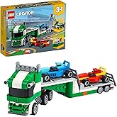 LEGO 31113 Creator 3-in-1 Racing Car Transporter Construction Game Truck with Trailer, Crane and Tug, Gift Idea for Children