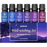 ASAKUKI Essential Oils for Diffuser, Wellness-Inspired Oil Blends Set | Mood-Enhancing Aroma, Daily Self-Care Ritual, Thoughtful Gift, Breathe, Uplift, Sensual, Balance, Unwind, Rest