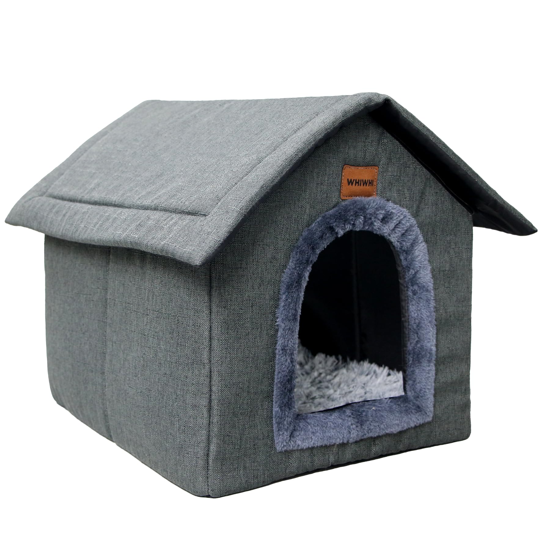 Whiwhi Cat House Cat Cave for Indoor Dog House with Plush Cushion Cat Kennel Foldable Soft Cat Nest 35x30x35cm