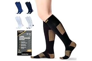 CopperJoint Copper Compression Socks Women Knee High, Easy On Wide Calf-Compression Socks Men for Circulation, for Women & Nurses, Support Sock, Running, Basketball, Travel, Sports - Medium 1 Pair