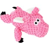 goDog Farm Friends Sitting Flying Pig Squeaky Dog Toy, Plush with Chew Guard Technology, Pink, Mini